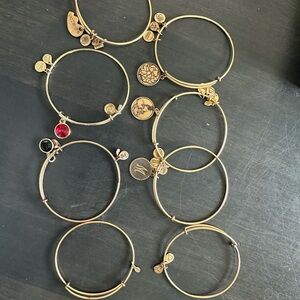 Alex and Ani Gold Tone Expandable Charm Bangle with Red and Black Accents